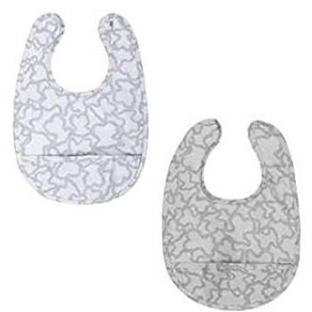 Baberos de Algodón Plastificado Estampados Kaos - Tous - Pack de 2 baberos plastificados de la colección Home Kaos para tu Bebé. Color Celeste y Gris. (0/36 meses)