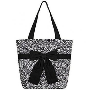 Bronze Times (TM) Bolso de Mano Bolsos Totes de Algodón Cubo Floral Bowknot Casual Mujer(Impresión Leopardo Negro)