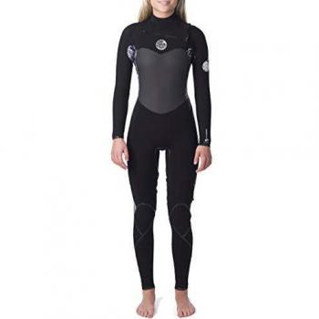 RIP CURL Traje de Neopreno con Cremallera en el Pecho Mujer Flashbomb 5 / 3mm Negro Blanco - Forro elástico fácil de Estirar Ligero