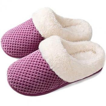 ULTRAIDEAS Zapatillas de Casa para Mujer con Espuma de Memoría,Cómodo Pantuflas Invierno,Morado,38/39 EU