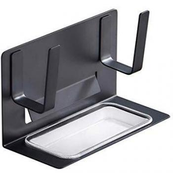 WYJW Olla Rack Punch-Free Negro Cocina Estante Cubierta Almacenamiento con Caja de Drenaje Estante para Colgar en la Pared Hermoso