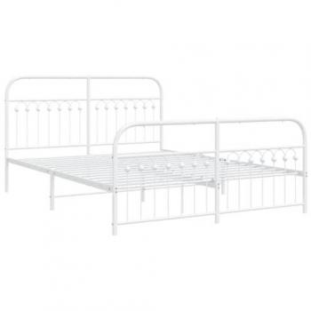 vidaXL Metal Bed Frame without Mattress with Footboard White 150x200cm