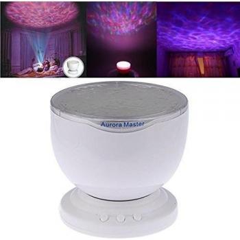 Jieweixin® Romantic Colorful LED 8 Modes Color Changing Ocean Wave Projector Light Relaxing Mood Lights Night Light Projector Lamp MP3 Music Mini Speaker