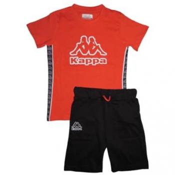 Conjunto Kappa Tape Niño 8036K00067, tipo de producto: conjunto deportivo para niños, características: incluye camiseta y pantalón corto, material ligero y transpirable, diseño moderno con detalles en cinta Kappa, ajuste cómodo para actividad