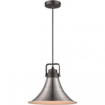 Lámpara colgante de techo tipo domo negro y níquel satinado, 1 luz, E27