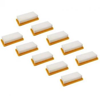 Set de 10 Filtros Plisados Planos Compatibles con Aspiradoras Kärcher AD3.200, AD.3000, AD3, AD3 Premium Fireplace, AD4 y AD4 Premium - Elemento Filtrante