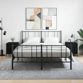 Mesitas de Noche VidaXL - 2 Unidades, Madera de Ingeniería, 40x40x50 cm, Colores: Blanco, Negro y Blanco Brillante, Ideal para Dormitorio, Salón o Estudio