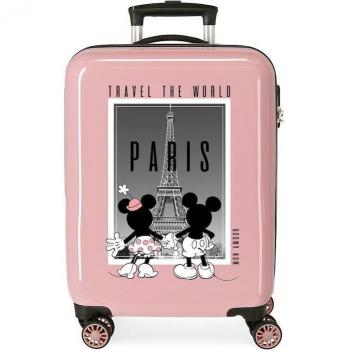 Disney Maleta de Cabina Rígida para Mujer Minnie y Mickey Paris 55cm, Capacidad 34L, Color Rosa