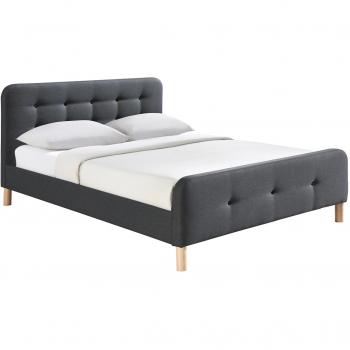 Cama capitoné tejido gris oscuro 160 x 200cm HOLSEN