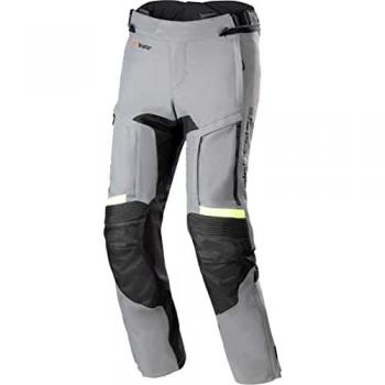 Alpinestars Pantalones de Moto Bogota' Pro Drystar 3 Seasons, impermeables, textiles, adecuados para tres estaciones, color gris y amarillo fluo