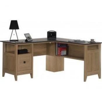 Home Study Home Office L-Shaped Desk in Dover Oak with Slate Finish - 5412320