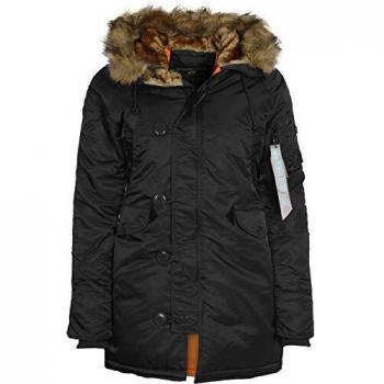 Parka de mujer Alpha Industries N3B VF 59, abrigo de invierno negro, talla XS