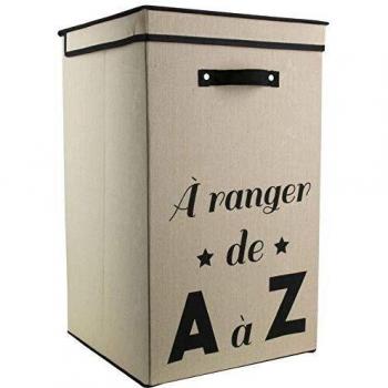 Cesto de Tela Plegable para Ropa Sucia 70L Beige Familia