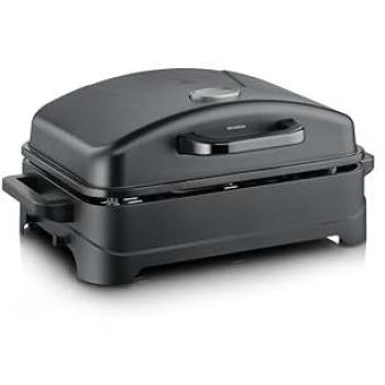 Barbacoa eléctrica portátil Severin 8597 con tapa, 2300W, superficie 45x30cm, diseño compacto para interior y exterior