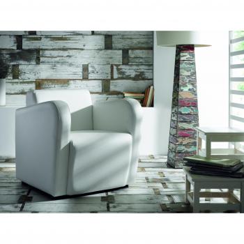duehome Sillon Fijo, Sillon, Butaca Fija para Salon, Comedor, Acabado en Simil Piel Color Blanco, Modelo Liberty, Medidas: 70 cm
