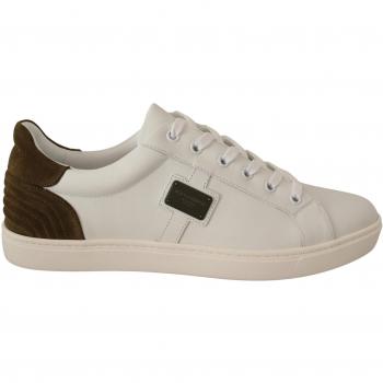 Dolce & Gabbana White Suede Leather Men's Low Tops Sneakers - EU39.5/US6.5