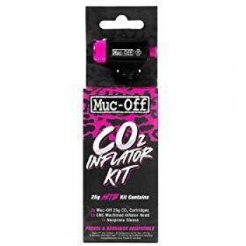 Muc-Off 20117 CO2 Inflator Kit, MTB - Puncture Repair Kit For Mountain Bikes With Presta Or Schrader Valves - Includes 2 Cartridges, Inflator Head & Sleeve