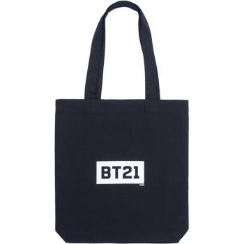 Bolso de tela BT21 Brand Erik negro y blanco