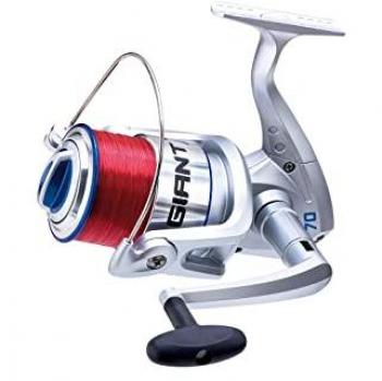 Carrete de Surfcasting Giant Plateado 70 con 3+1 Rodamientos y Hilo Incluido