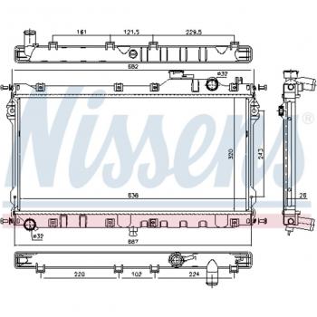 Radiador de refrigeración del motor NISSENS 68559, compatible con diversas marcas y modelos, fabricado en aluminio para mayor durabilidad y eficiencia, diseño optimizado para una mejor transferencia de calor, incluye conexiones precisas para fácil inst