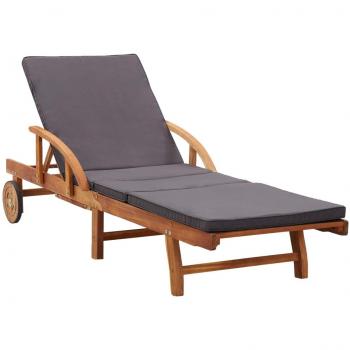 Tumbona de madera maciza de acacia con cojín