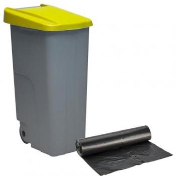 Contenedor Cerrado 110L Amarillo H.88cm + Rollo 10 bolsas de basura 120L