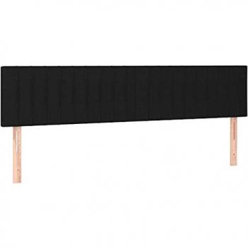 Cabecero con LED de tela negro 180x5x78/88 cm, tapizado, para cama de matrimonio, mueble dormitorio interior