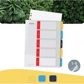 Leitz Cosy Índice A4, 1-5, 11 agujeros, PP, colores surtidos