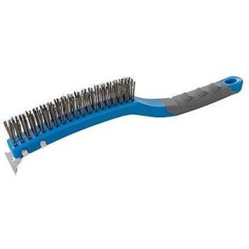 Cepillo de Alambre de Acero Inoxidable con Rascador 3 Hileras - Silverline