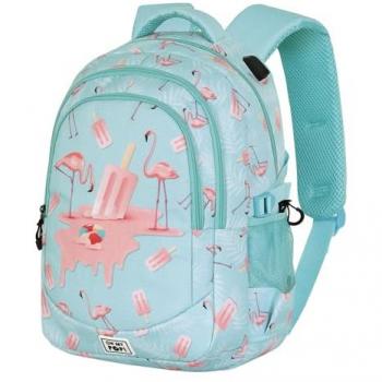 Mochila Oh My Pop! Sweet Flamingo, adaptable, 44 cm, color turquesa, capacidad 32 L