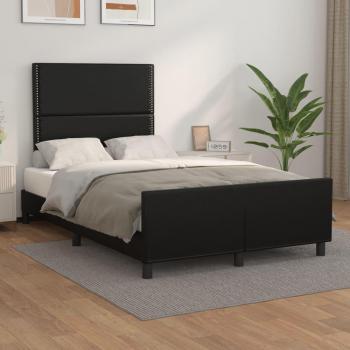 Cabecero de cama negro de cuero sintético 120x190 cm