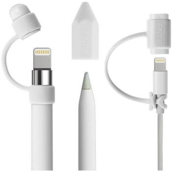 Fintie 3 Piezas Tapa Protectora Compatible con Apple Pencil 1.ª Generación, Cubierta de la Plumilla, Capuchón y Correa de Adaptador de Cable, Blanco