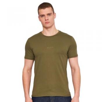 Camiseta de Hombre Guess Aidy Verde Militar con Logotipo Pequeño