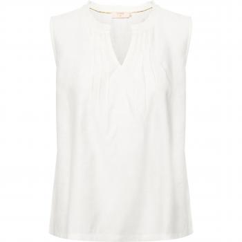 Cream Sleeveless Women's Blouse with Ruffles - White, Size XL