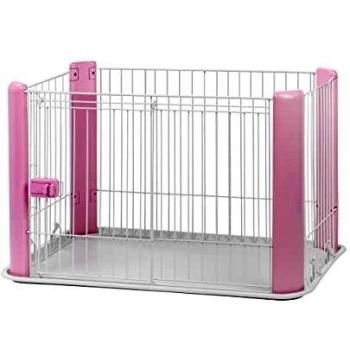 Iris Ohyama, Parque interior para perros / cachorros con base, puerta corredera con pestillo, ganchos para un fácil montaje, para perro - Pet Circle CLS-960 - Rosa