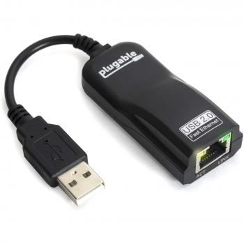 Plugable USB 2.0 to Ethernet Fast 10/100 LAN Wired Network Adapter Compatible with Chromebook, Windows, Linux