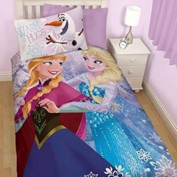 Disney Frozen Elsa, Anna y Olaf - Set funda nórdica y funda de almohada reversible de algodón
