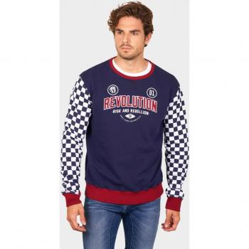 Sudadera de hombre Revolution en color azul marino con mangas estampadas
