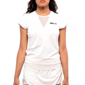 Camiseta Siux Mujer Match - Ideal para Entusiastas del Pádel, color blanca, diseño cómodo y moderno, fabricada en material transpirable y ligero, adecuada para la práctica de pádel