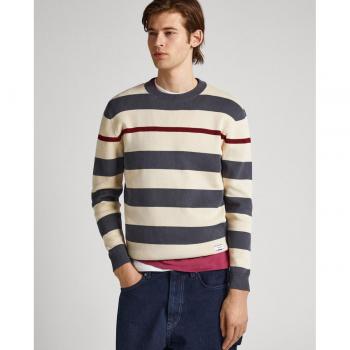 Pepe Jeans Simpkin Jersey para Hombre en Color Blanco y Gris Oscuro con Cuello Redondo de Algodón y Viscosa