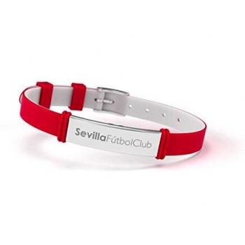 Sevilla FC - Pulsera Fashion Roja Ajustable para Hombre, Mujer y Niño | Pulsera Sevillista de Silicona y Acero Inoxidable