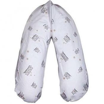 Joyfill Flexolax Cojín de lactancia con relleno de copos de látex Talalay 525 cuadros búhos Talla:XL 190 x 40 cm