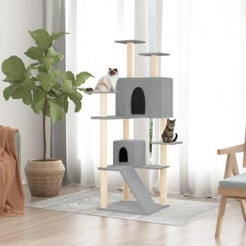 Rascador para Gatos Day and Night con postes de sisal gris claro de 153 cm