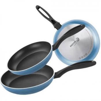 Set de Sartenes Fagor Maxima Inducción 20-24-28 cm, Aluminio Forjado, Antiadherente Ecológico XYLAN PLUS sin PFOA, Apta para Todas las Cocinas,
