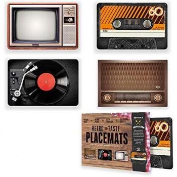 mikamax - Tapetes de Lugar Retros - Juego de 4 - Mantel Individual - Multicolor - Polipropileno