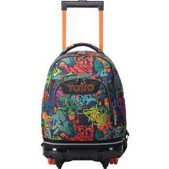Mochila Escolar Totto España con Estampado de Graffiti y Ruedas Desmontables