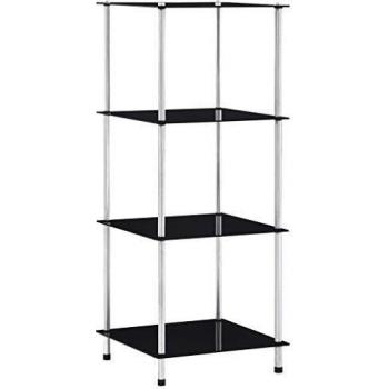 Estante 4 niveles negro vidrio templado 40x40x100 cm