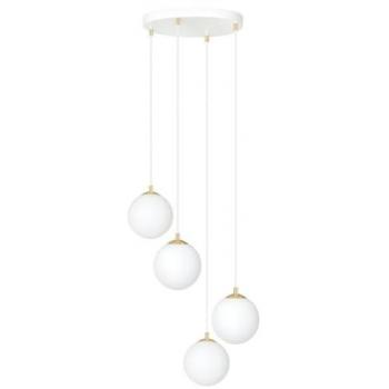 Lámpara de Suspensión Royal EPIKASA, Acero con Recubrimiento de Polvo y Vidrio, Blanco y Oro, 40x100x40 cm