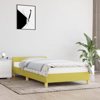 Estructura de Cama con Cabecero Tapizado en Tela Verde 90x190 cm