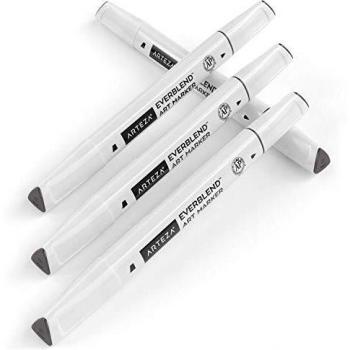 Arteza EverBlend rotuladores mezcladores color Gris Fósil A754 | Juego de 4 | Rotuladores de alcohol con doble punta